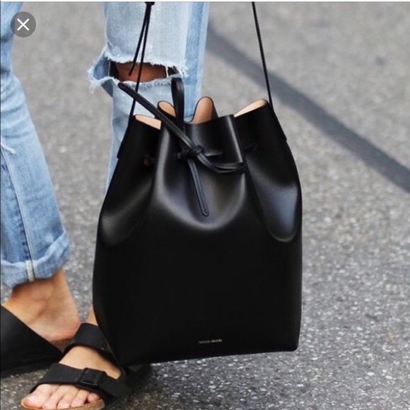 black mini bucket bag